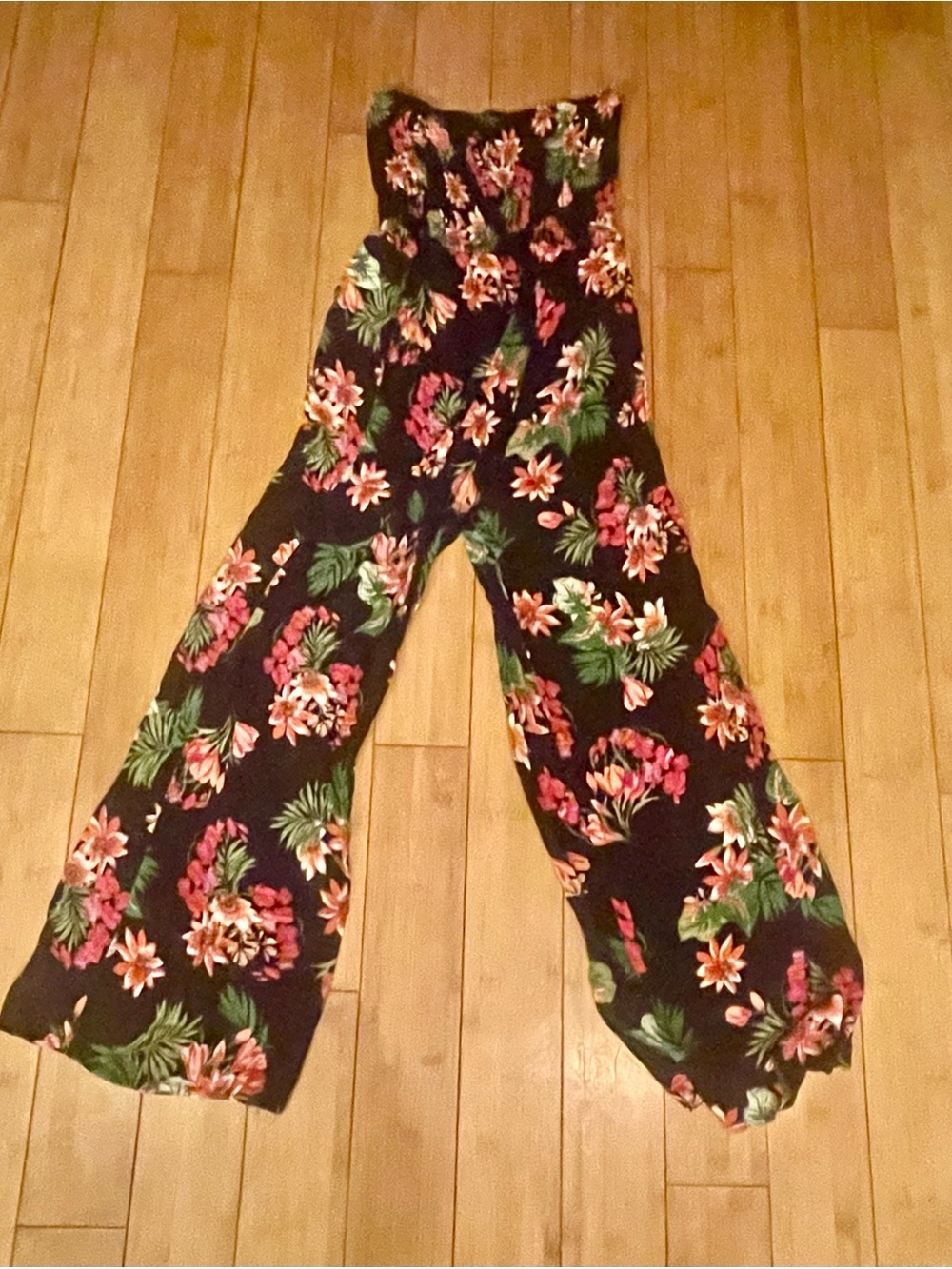 Floral Wide-Leg Jumpsuit in Black
